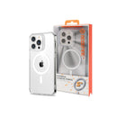 High Quality Acrylic + TPU Hybrid Transparent Case Cover with Magnetic Ring for iPhone 15 Pro (Brand New) in packaging.